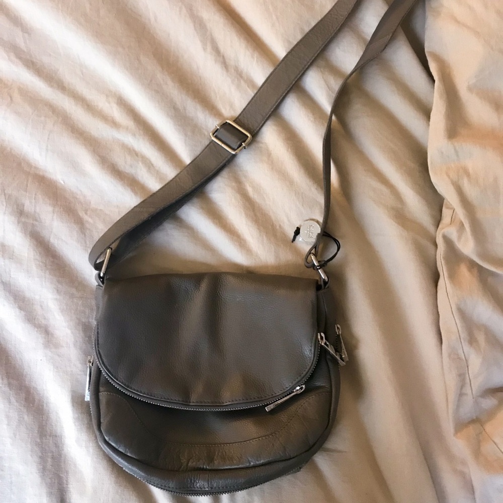 Leather Crossbody Bag - Gray